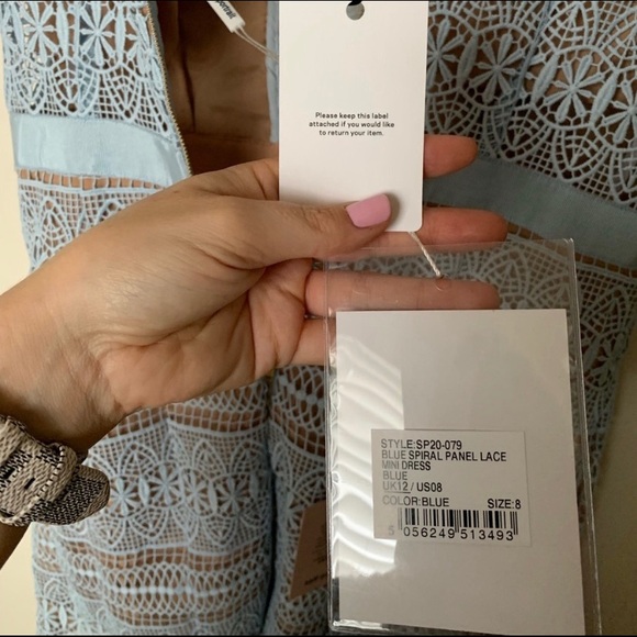 Self-Portrait Spiral Lace Mini Blue Dress US 8 - Picture 6 of 8